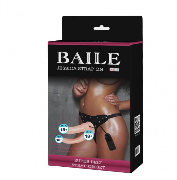 BAILE - Jessica Dual-Dildo Vibrators Strap-On (L:18cm - D:3.9cm)